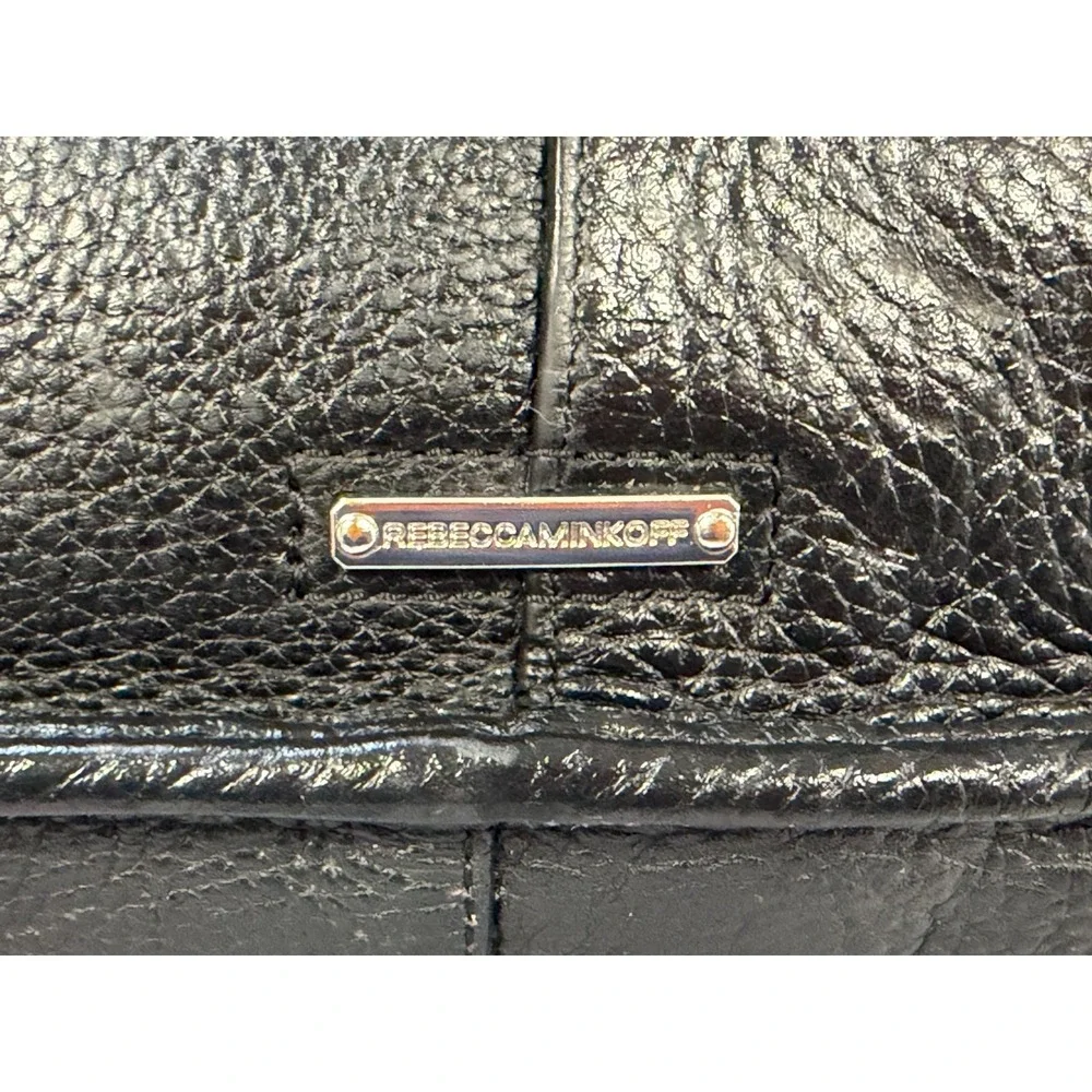 Rebecca Minkoff Black Pebbled Leather Crossbody Braided Trim Zip Top Messenger